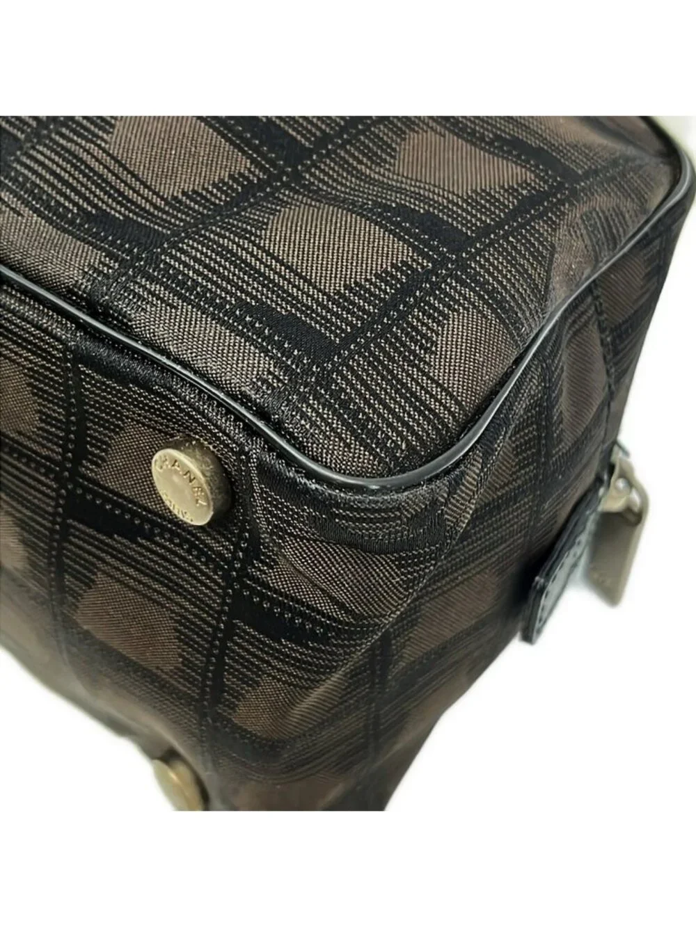 Chanel Handbag New Travel Line Dark Brown Black Leather